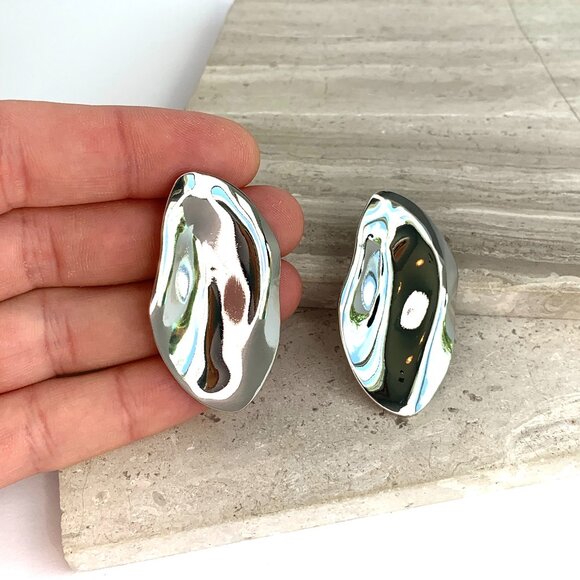 New ~ Anthropologie Shashi Barcelona Stud Silver Earrings - Picture 2 of 7
